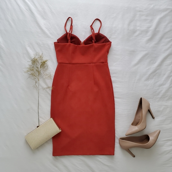 ANGEL BIBA Rusty orange faux suede bodycon - Picture 7 of 12